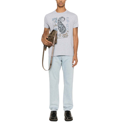 Etro T-Shirt Roma Paisley Print Grey