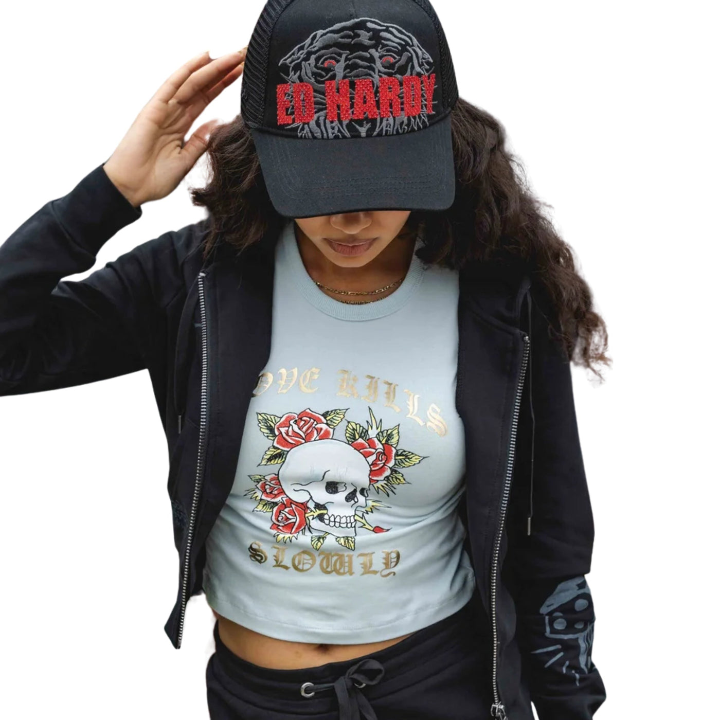 Ed Hardy Cap Diamond Eyes Black