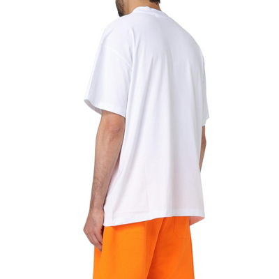 Msgm T-Shirt Brushed Logo White-Orange