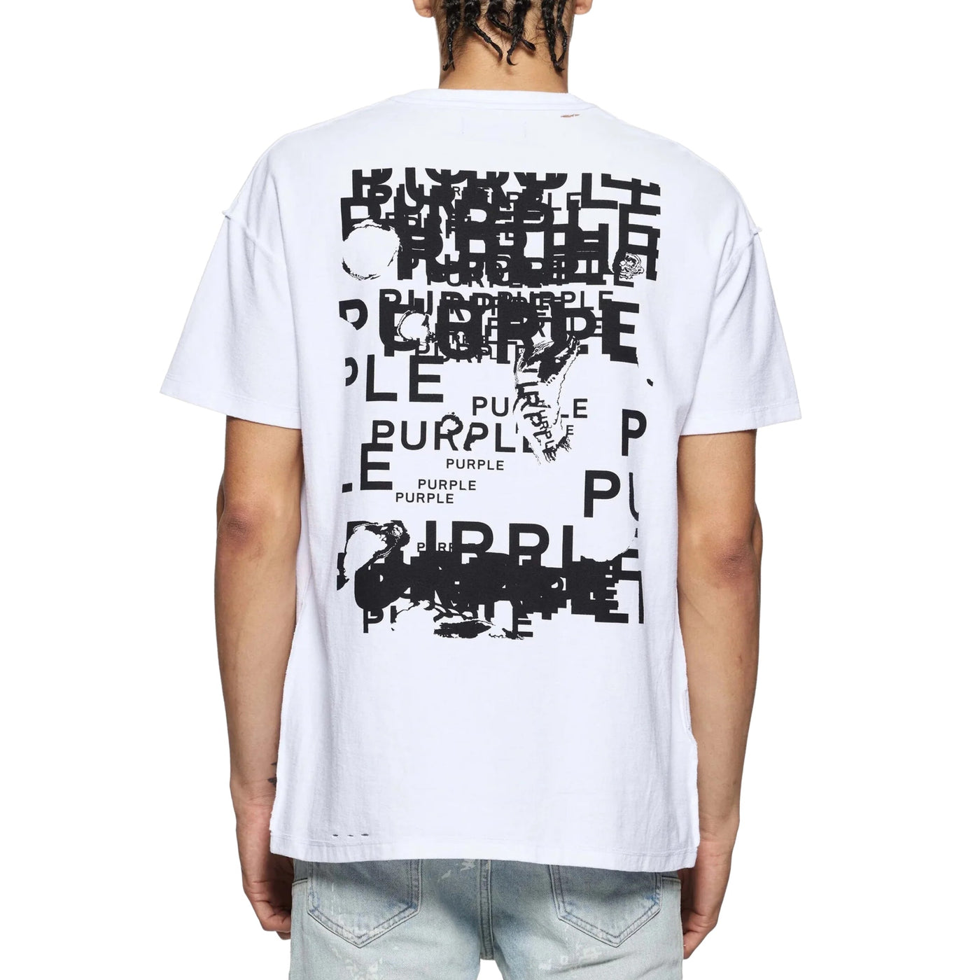 Purple T-Shirt Multi Logo White