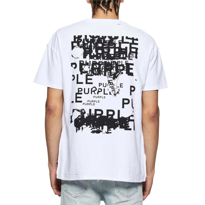 Purple T-Shirt Multi Logo White
