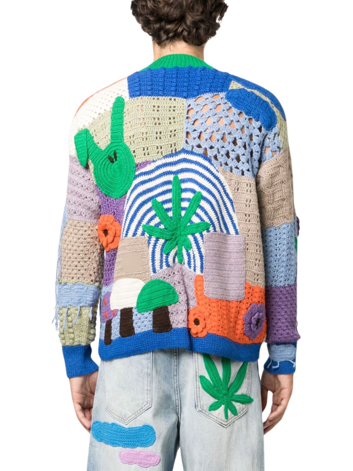 Nahmias Sweater Crochet V-Neck California Poetry Rainbow
