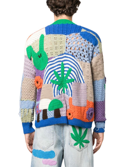 Nahmias Sweater Crochet V-Neck California Poetry Rainbow