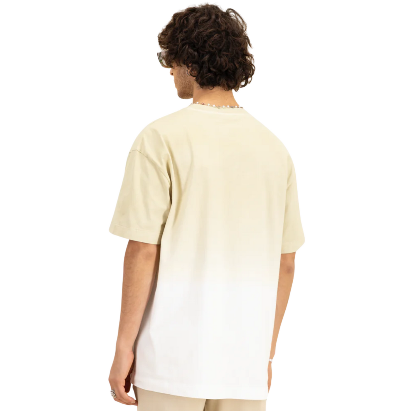 Mouty T-Shirt Gradient Dye Logo Beige-White