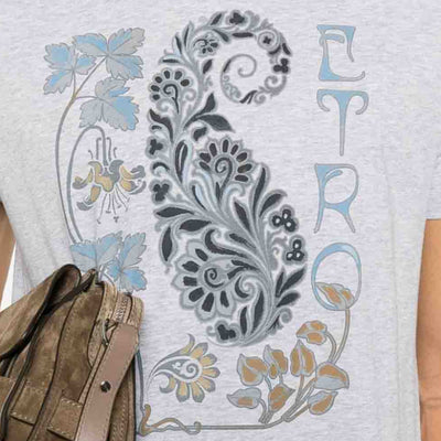 Etro T-Shirt Roma Paisley Print Grey