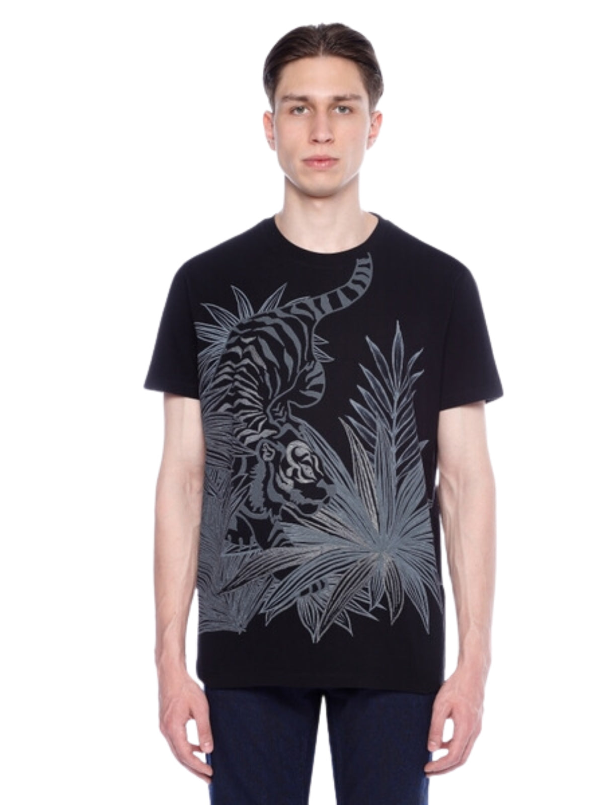 Etro T-Shirt Roma Creeping Tiger Black-Ash