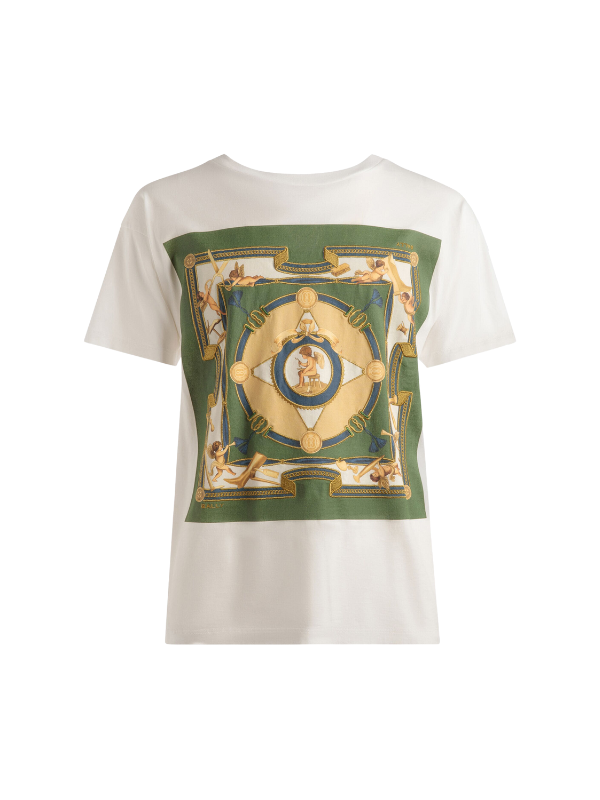 Bally T-Shirt Graphic Print Green-White